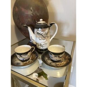 Vtg Dragonware Moriage Tea Set  Japan Teapot 2 Cups Saucers
